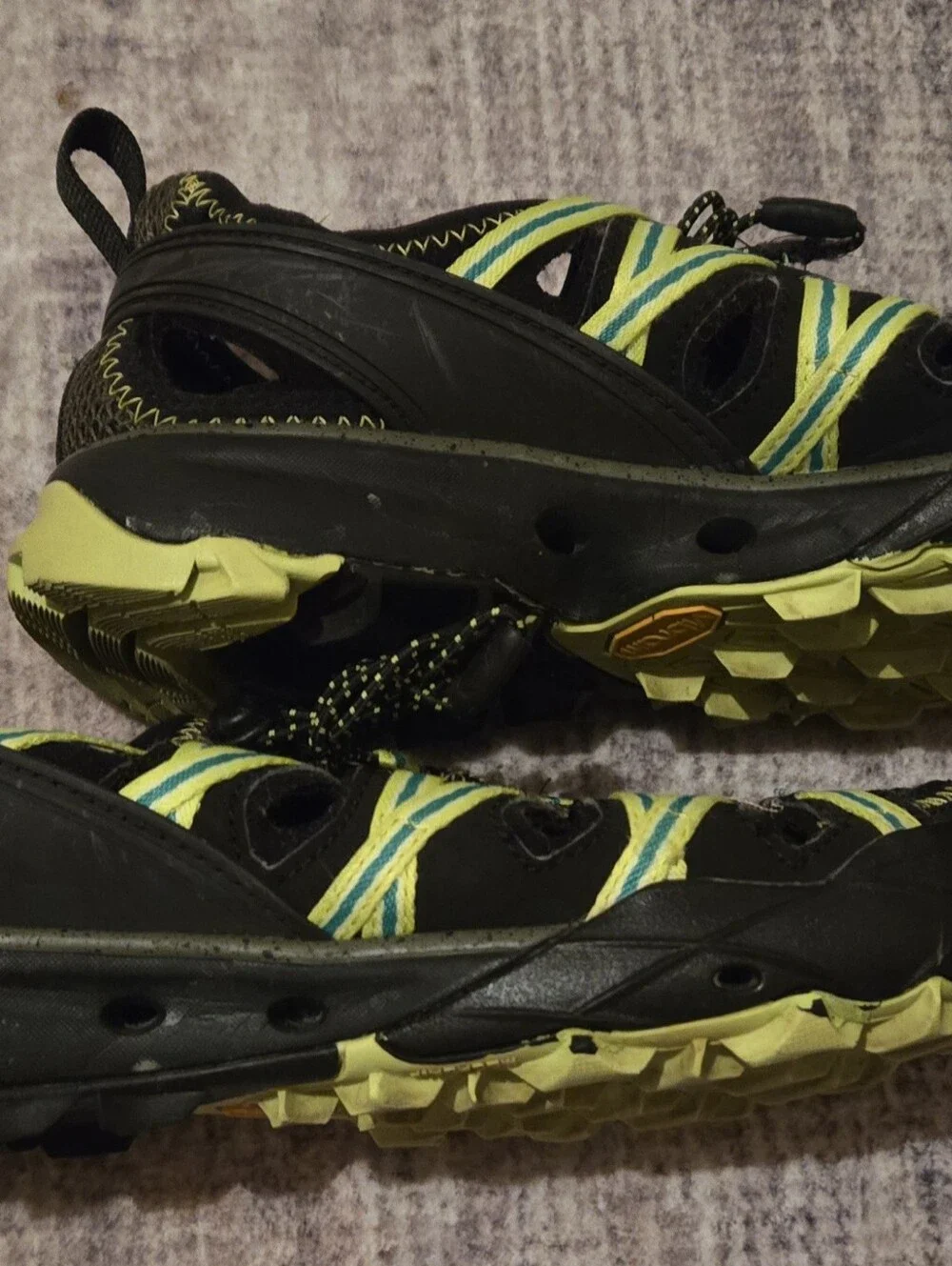 Merrell Men's Black and Yellow Trail Sandals 8 1/2 Womens 11 Used. No Insert.